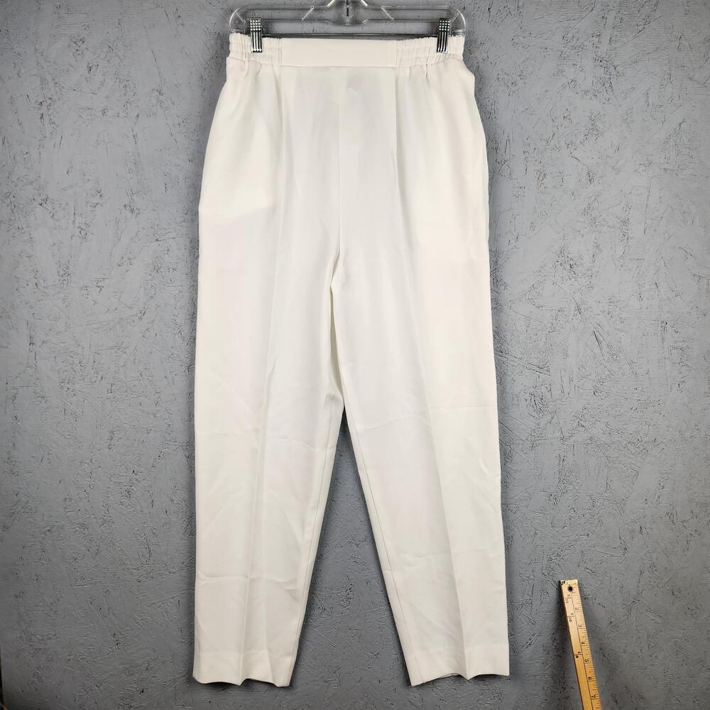 Vintage Caron Pants Womens 10 White 80s 90s Tapered Pleated Made in USA Minimal